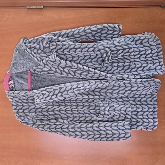 AnyBody Lounge Hooded Fleece Cardigan With Pockets - Duck Green Size Large - Picture 1 of 10